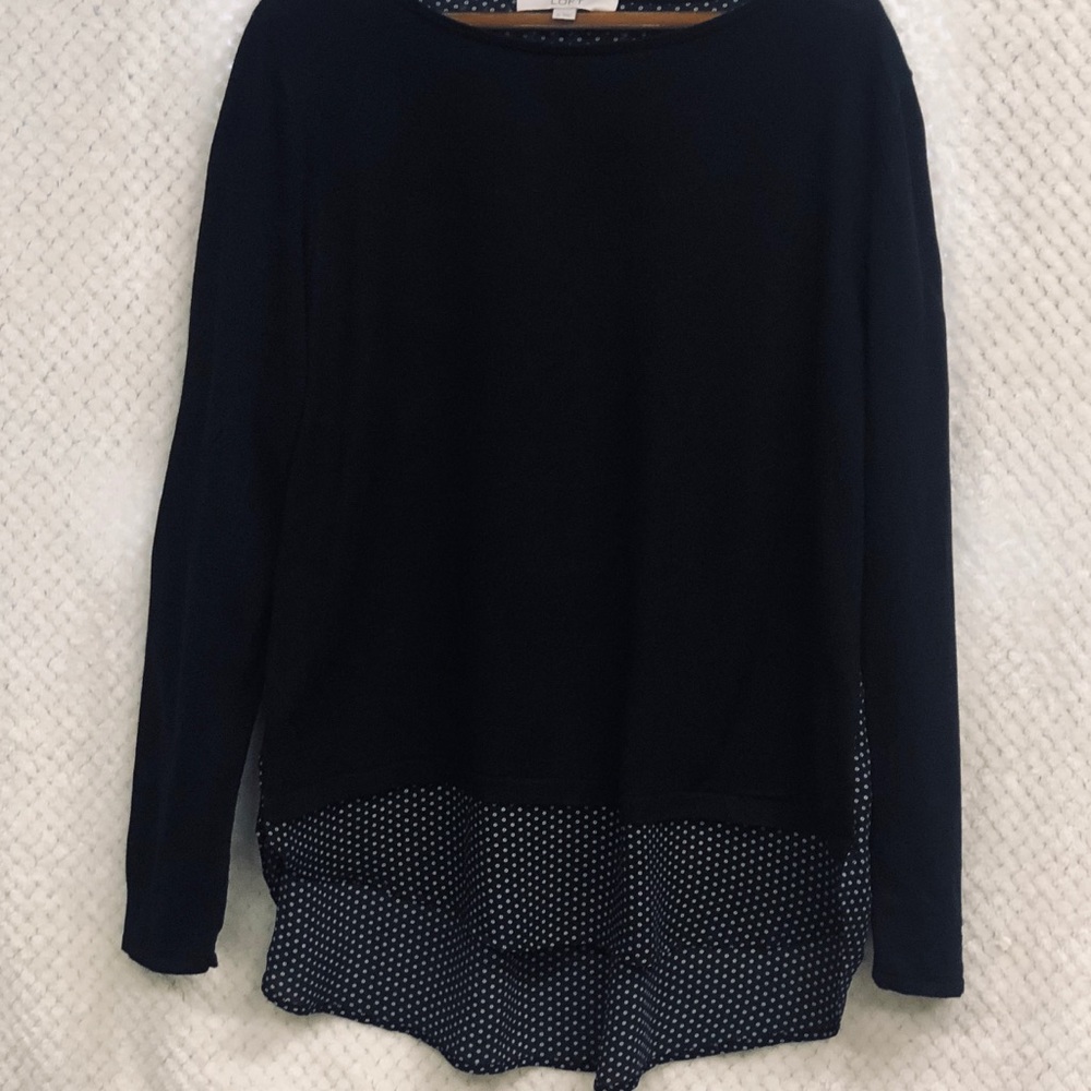 Loft mixed media black and white top size XL